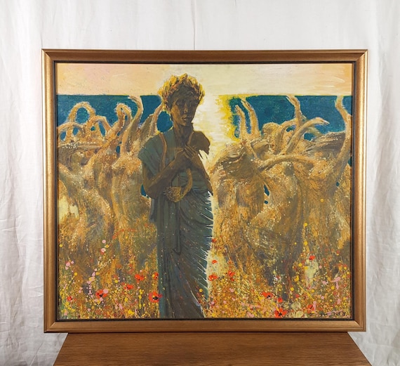 Orpheus With Dancing Maenads, Symbolist Acrylic Painting