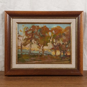 Paisagem de árvores de outono – Pintura a óleo original – Belas artes ucranianas