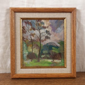 Paisaje otoñal, árboles, pintura al óleo original, artista ucraniano
