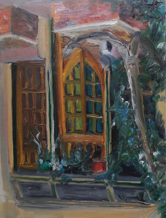 Original Oil Painting Ukrainian Artist Old Doors Vintage Etsy