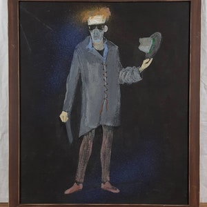 Homem ruivo, retrato escuro, retrato masculino, pintura original em guache, artista ucraniano