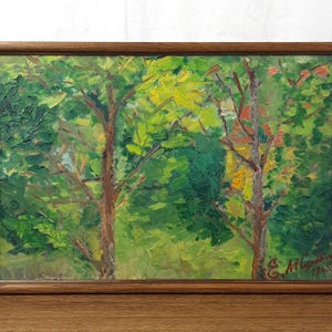 Zielony krajobraz, leśny krajobraz, oryginalny obraz olejny, ukraiński artysta
