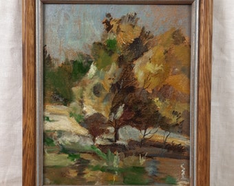 Windy Landscape, Trees, Original Oil Painting, Ukrainian artist