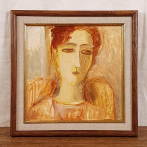 Ritratto femminile d'epoca – Dipinto a olio figurativo originale – Arte europea dell'artista Geta