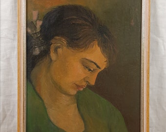 Pensive Girl, Female Oil Portrait, Woman Painting, Original Oil Painting, Ukrainian artist