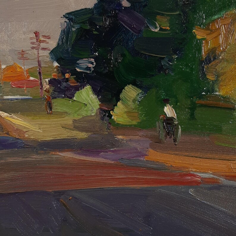 Sunny Road, Oil Landscape, Original Oil Painting, Ukrainian Artist