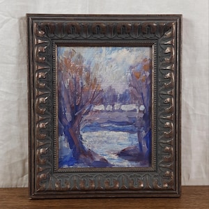 Inverno, Paisagem de Neve, Pintura Original em Guache, Artista Ucraniano Savchenko