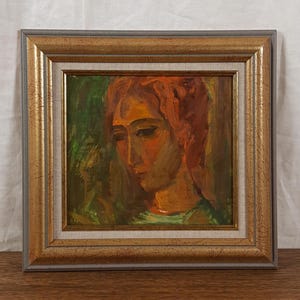 Ritratto femminile d'epoca – Dipinto a olio figurativo originale – Arte europea dell'artista Geta