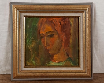 Vintage Frauenportrait, Originales figuratives Ölgemälde, Europäische Kunst von Künstlerin Geta