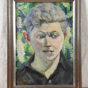 Pintura a óleo original, Retrato masculino, Vintage, Artista ucraniano, Belas artes europeias, Único