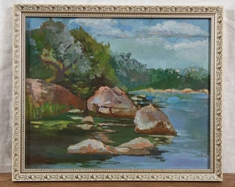 Peinture à l'huile originale, artiste ukrainienne, paysage marin, peinture vintage, beaux-arts européens, unique en son genre