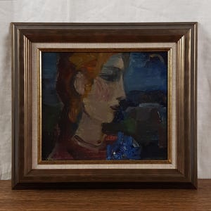 Ritratto femminile d'epoca – Dipinto a olio figurativo originale – Arte europea dell'artista Geta