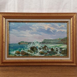 Mar tempestuoso, paisaje marino al óleo, pintura al óleo original, artista ucraniano Gorban