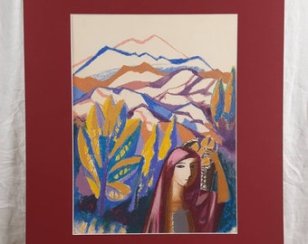 徳田宏行 パステル画『女性像』【真作保証】 絵画