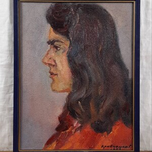 Pintura a óleo original, Retrato, Artista ucraniano Kravchenko, Pintura vintage, Belas artes europeias, Único