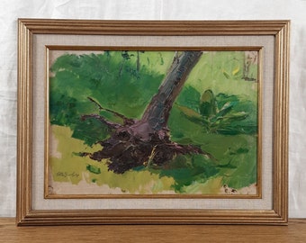 Original oil painting, Ukrainian artist, Landscape, Tree, Original Artwork
