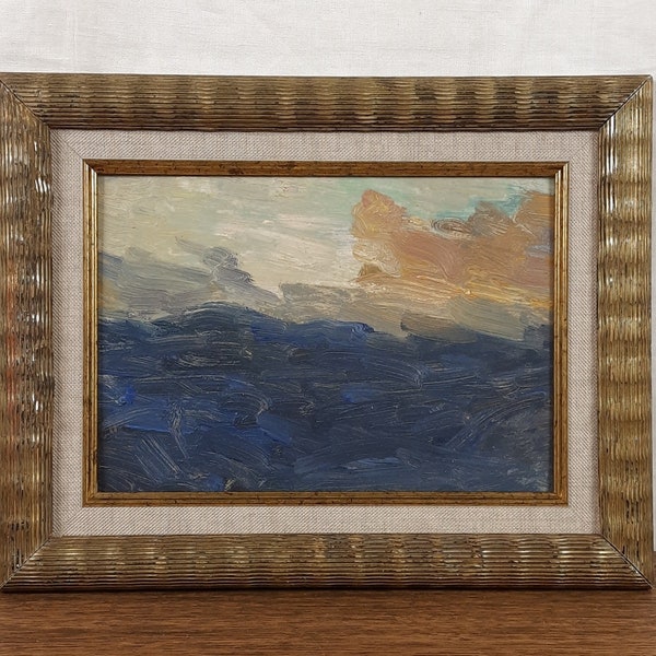 Stormy Sea at Sunset, Original Seascape Art, Original Oil Painting, Ukrainian artist Kozlyanin
