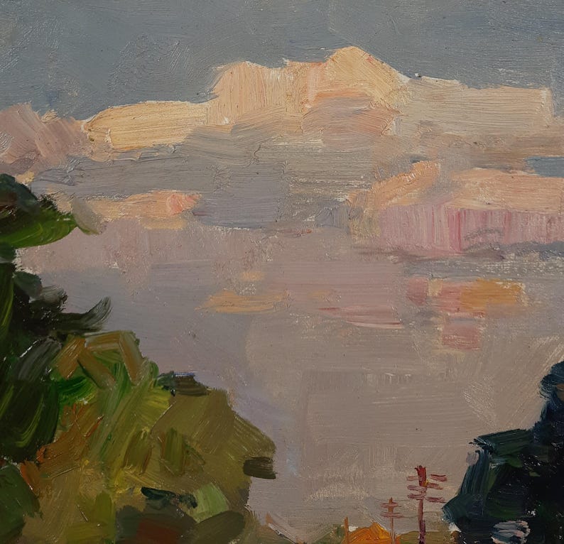 Sunny Road, Oil Landscape, Original Oil Painting, Ukrainian Artist