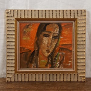 Ritratto femminile d'epoca – Dipinto a olio figurativo originale – Arte europea dell'artista Geta
