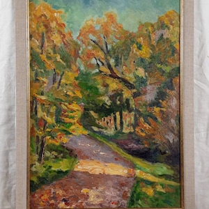 Paisagem de árvores de outono – Pintura a óleo original – Belas artes ucranianas