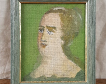 Female Portrait, Original Vintage Oil Painting, Ukrainian artist Korovenko