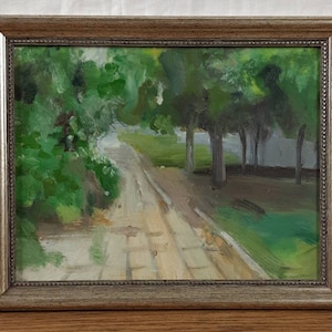 Pintura a óleo original, artista ucraniano, paisagem, paisagem urbana, rua, belas artes europeias, único