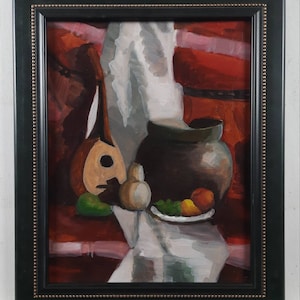 Pintura a óleo original, artista ucraniano, natureza morta, emoldurado, pintura vintage, belas artes europeias, único