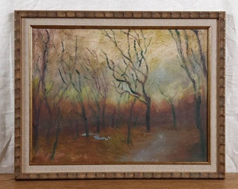 Misty Autumn Forest Landscape, Original Oil Painting, Ukrainian artist Lukina