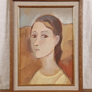Ritratto femminile d'epoca - Dipinto a guazzo figurativo originale - Arte europea dell'artista Geta
