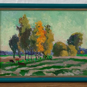 Paisagem de árvores de outono – Pintura a óleo original – Belas artes ucranianas