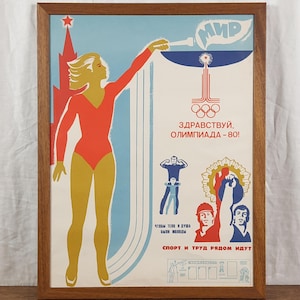 Juegos Olímpicos de 1980, cartel de propaganda, cartel original, arte de propaganda soviética, artista ucraniano