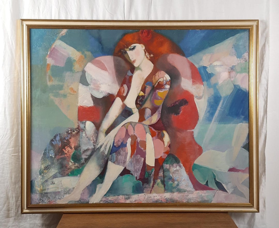 Large Figurative Oil Painting Woman, Colorful Modern Portrait Art ...