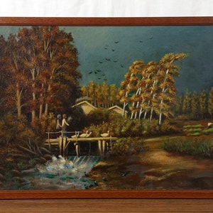 Pintura al óleo original, artista ucraniano, paisaje otoñal, árboles, pintura vintage, bellas artes europeas