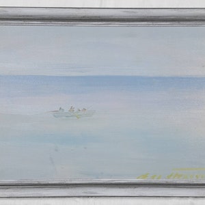 Pintura al óleo original del artista ucraniano Tkachenko, paisaje marino, pintura enmarcada