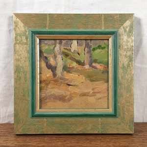 Árvores de verão, Paisagem vintage, Óleo pequeno, Arte original, Pintura a óleo original, Artista ucraniano Kozlyanin