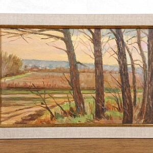 Pintura al óleo original, artista ucraniano, paisaje, árbol, paisaje vintage, enmarcada