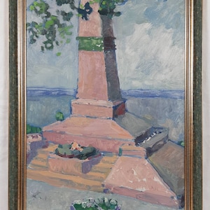 Pintura a óleo original, artista de Odessa, Paisagem urbana, Paisagem marinha, Paisagem, Monumento, Pintura vintage, Belas artes europeias, Único
