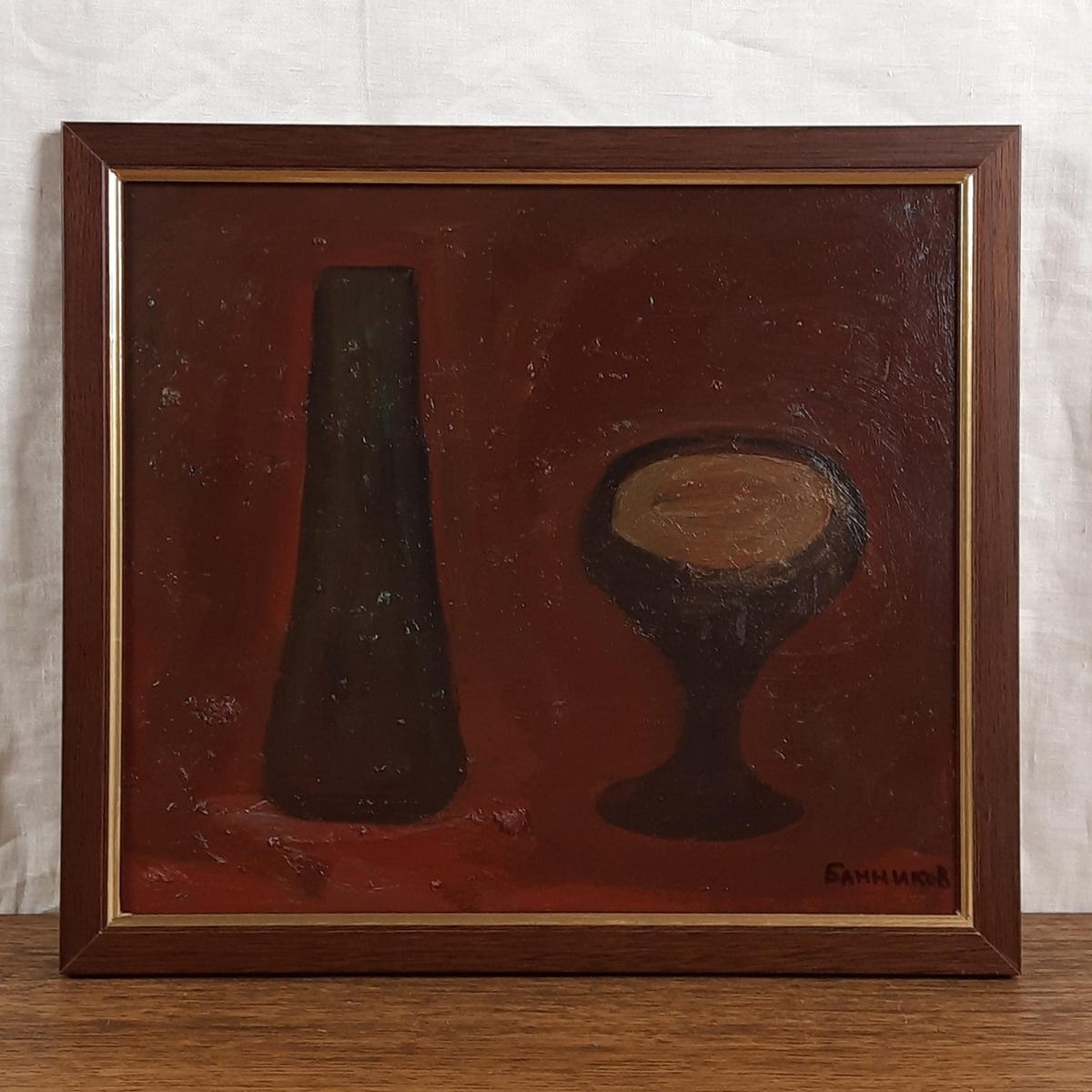 Modernist Still Life With Bottle and Goblet, Original Oil Painting, Ukrainian Artist Bannikov - Etsy
