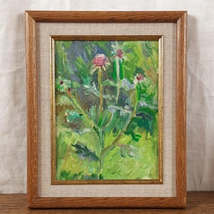 Flores silvestres no jardim, pintura floral, pintura a óleo original, artista ucraniano
