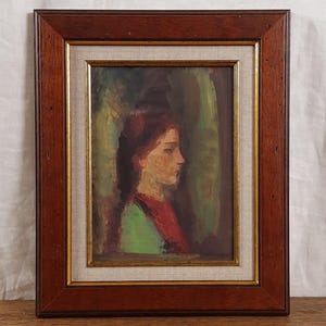 Ritratto femminile d'epoca – Dipinto a olio figurativo originale – Arte europea dell'artista Geta