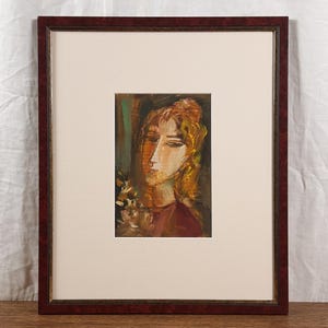 Ritratto femminile, piccolo ritratto, dipinto a guazzo originale, artista Geta