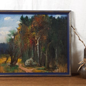 Paisagem de Outono, Paisagem Florestal, Pintura a óleo original, Artista Ucraniano
