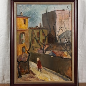 Paisagem urbana vintage, Outono em Odessa, Pintura a óleo no final do outono, Artista ucraniano