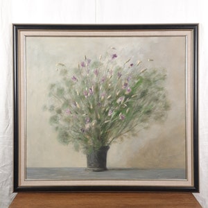 Vaso de flores, buquê de flores a óleo original, natureza morta botânica vintage, artista ucraniano Mezhevchuk