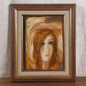 Piccolo ritratto femminile, dipinto a olio originale, arte figurativa europea d'epoca, dipinto a mano, da collezione, artista Geta