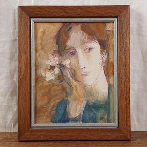 Ritratto femminile d'epoca – Dipinto a olio figurativo originale – Arte europea dell'artista Geta