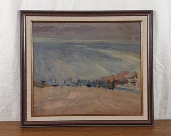 Vintage Seascape Oil Painting, Original Impressionist Sea View, Framed Ocean Decor, Ukrainian Artist Kozlyanin