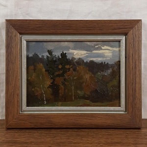 Paisagem de Outono, Floresta Escura, Pintura a Óleo Original, Artista Ucraniano Zizda