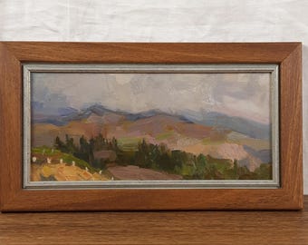 Paysage de montagne, huile originale, paysage encadré, peinture vintage, artiste ukrainienne Zizda