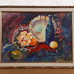 Pintura a óleo original, artista ucraniano, natureza morta, emoldurado, belas artes europeias, único